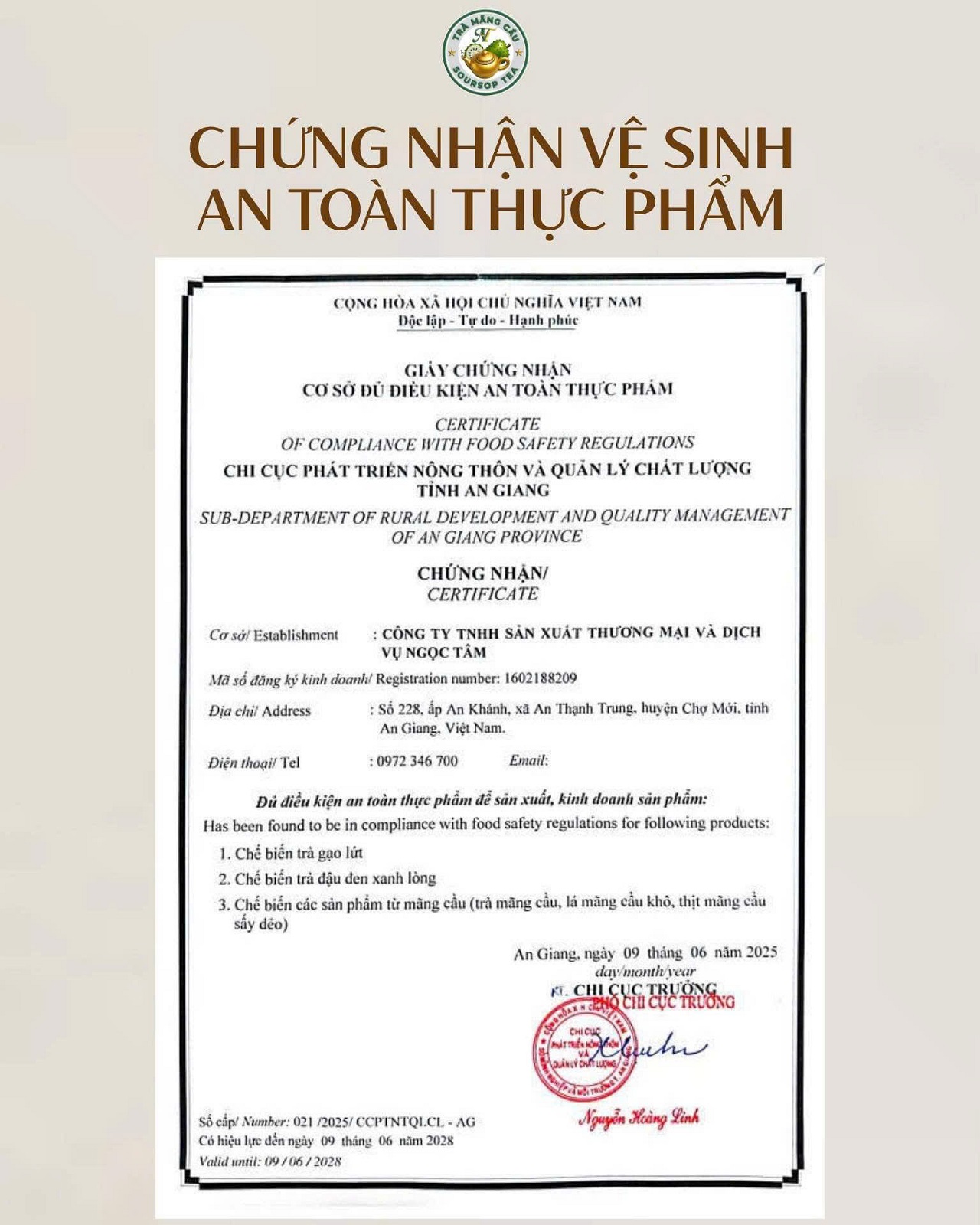 chung nhan du dieu kien an toan ve sinh thuc pham